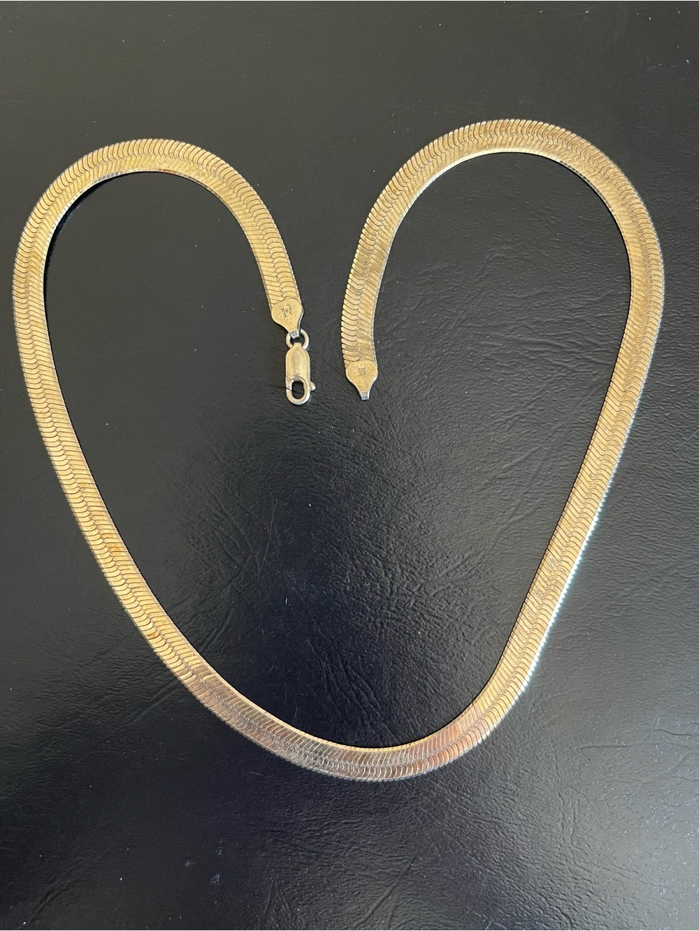 Italy Gold over 925 Sterling silver Herringbone Chain Necklace.